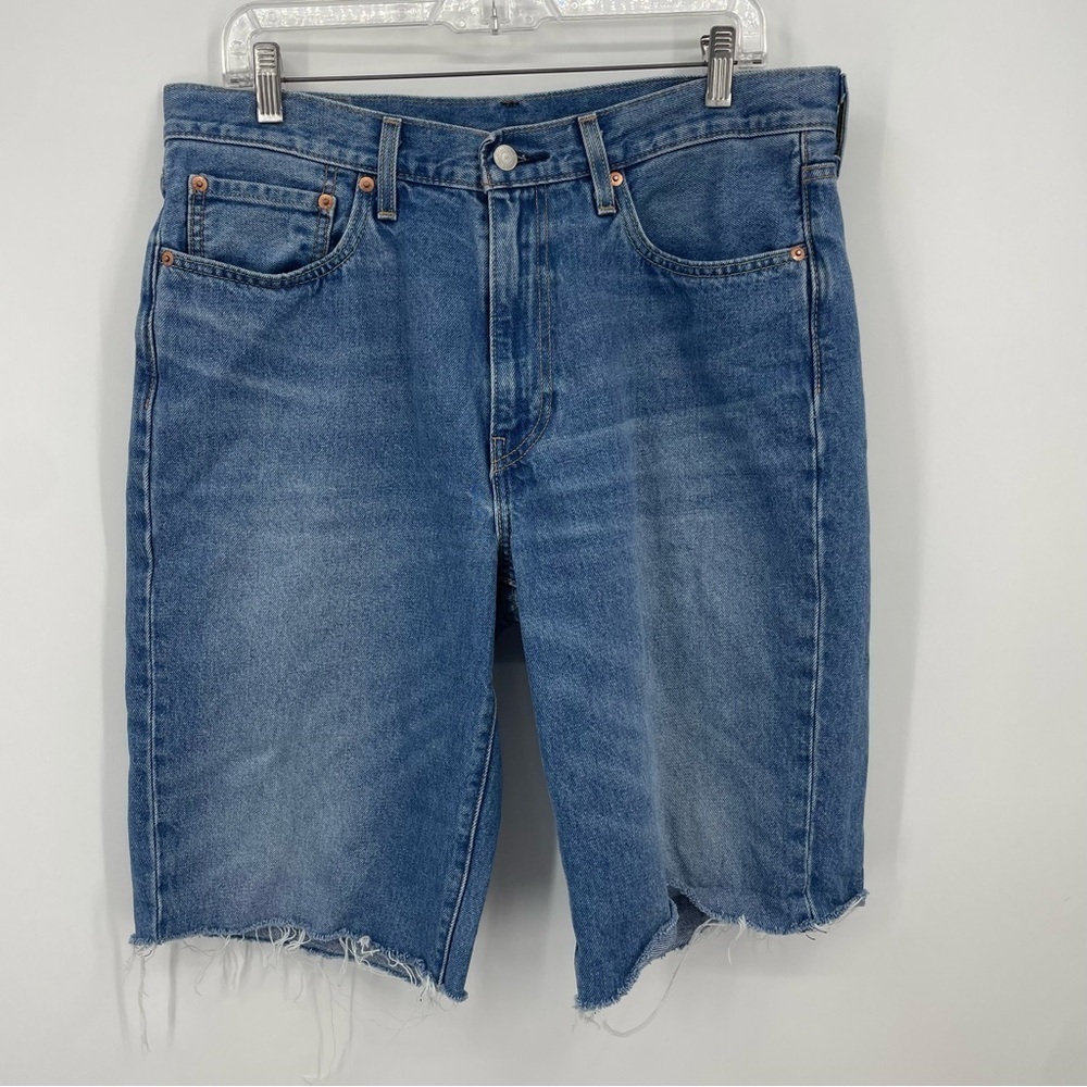 LEVIS 569 Baggy Loose‎ Fit Straight Jean Shorts Blue Denim Mens 33 90s Y2K
